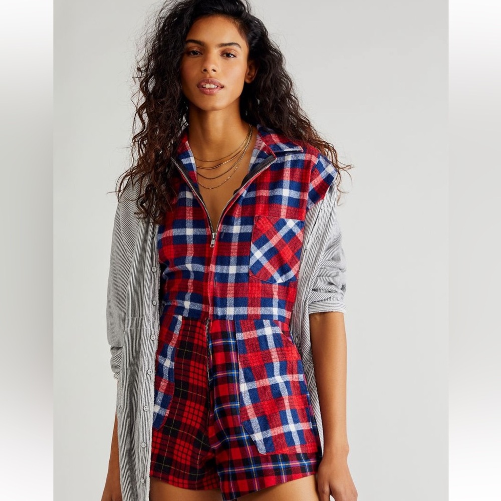 Tricia Fix Plaid Mix Romper